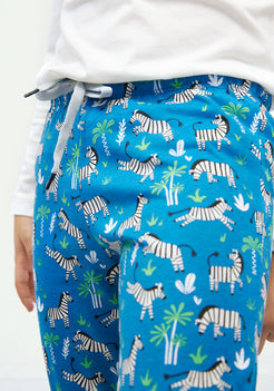 GREEN AND BLUE ZEBRA PRINT KNITTED PANTS