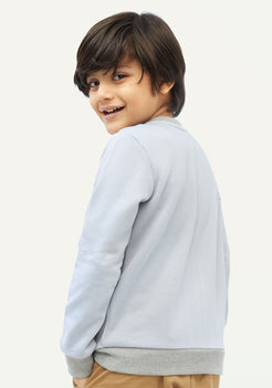 Light Grey Fleece Bomber Jacket with Dino Print