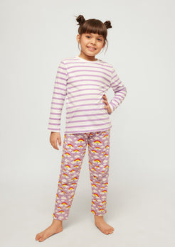 LILAC AND MULTICOLOR RAINBOW PRINT Tee+Tights Set