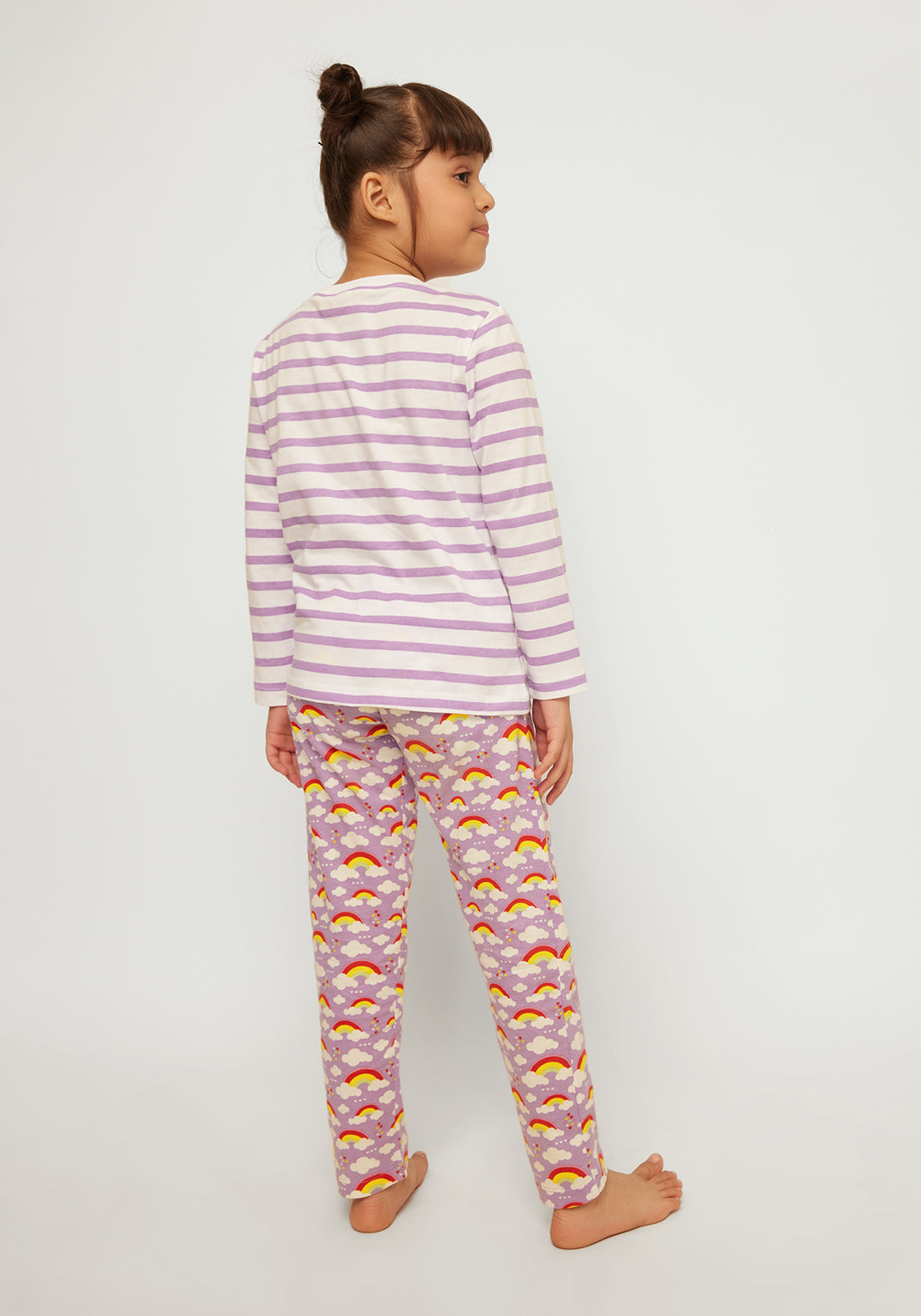 LILAC AND MULTICOLOR RAINBOW PRINT Tee+Tights Set