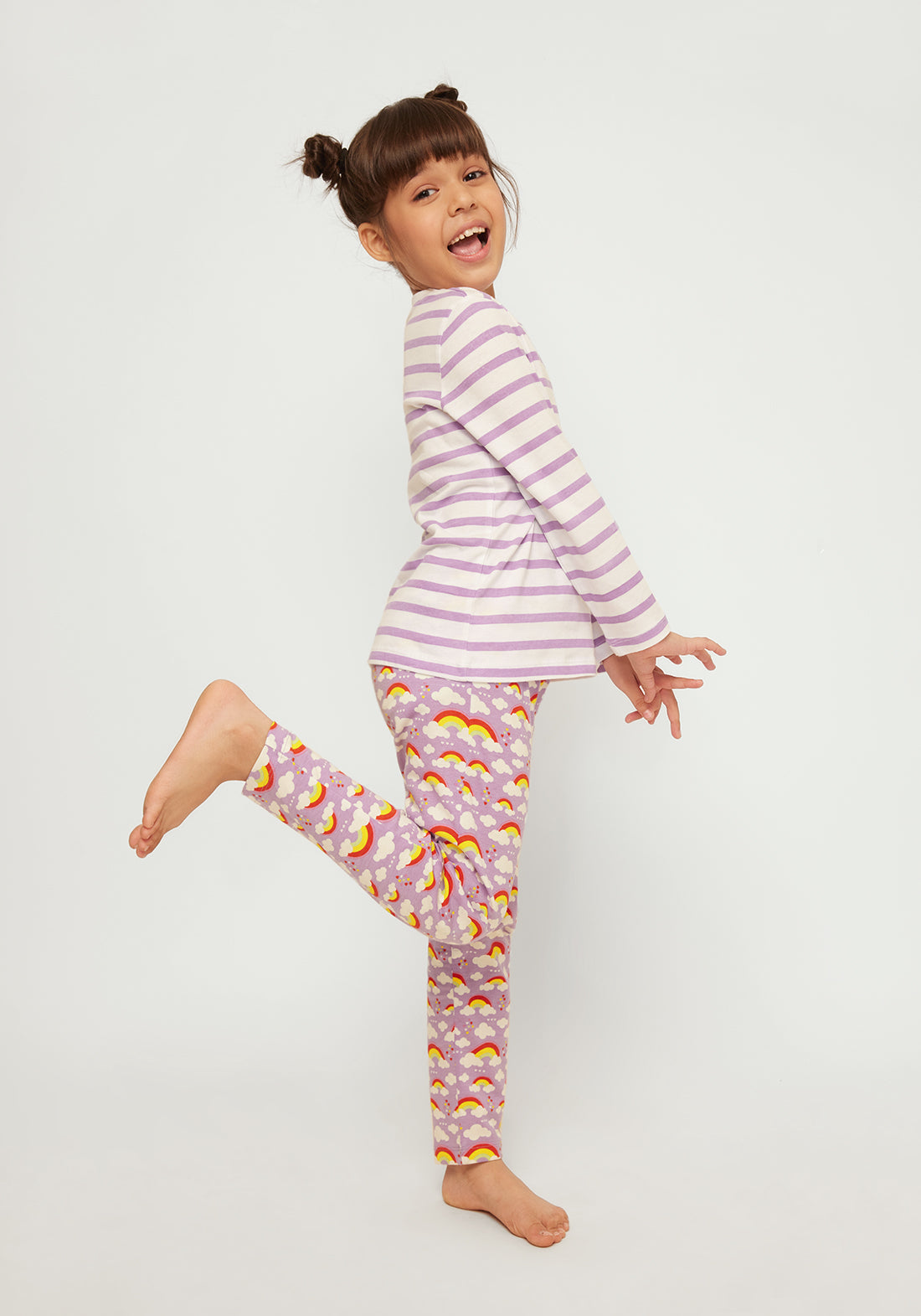 LILAC AND MULTICOLOR RAINBOW PRINT Tee+Tights Set