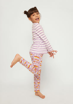 LILAC AND MULTICOLOR RAINBOW PRINT Tee+Tights Set