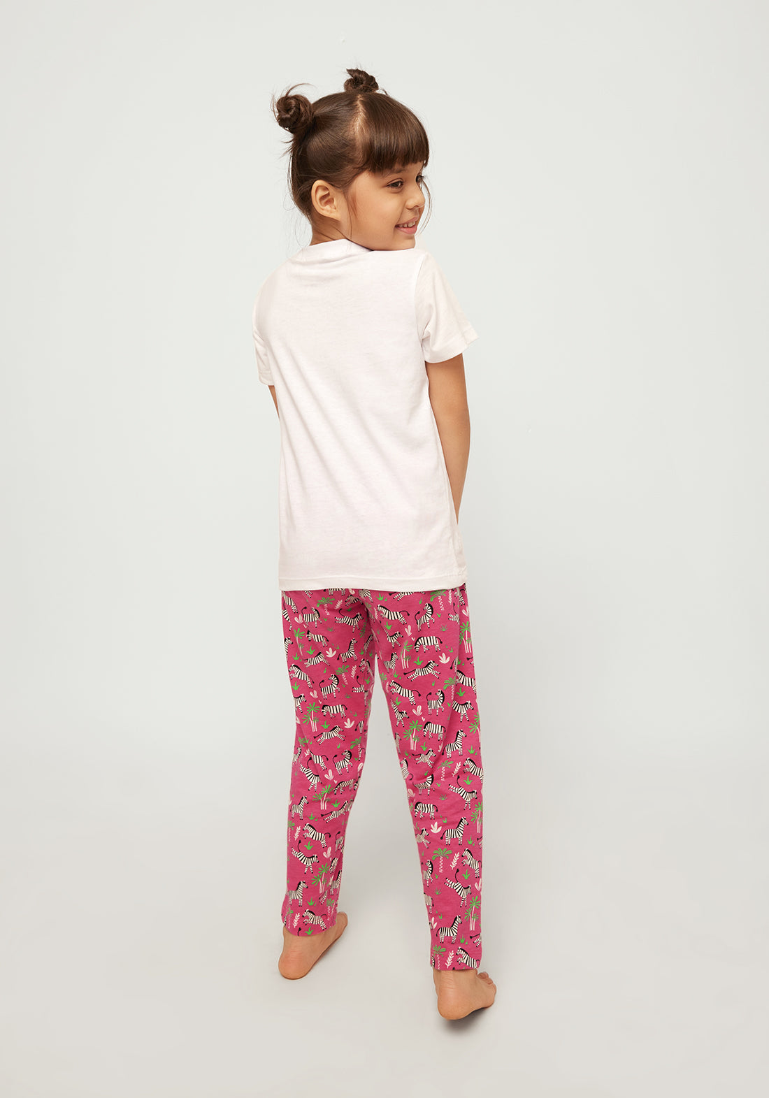 PINK, WHITE AND BLACK ZEBRA PRINT SHORT SLEEVE PAJAMA SET