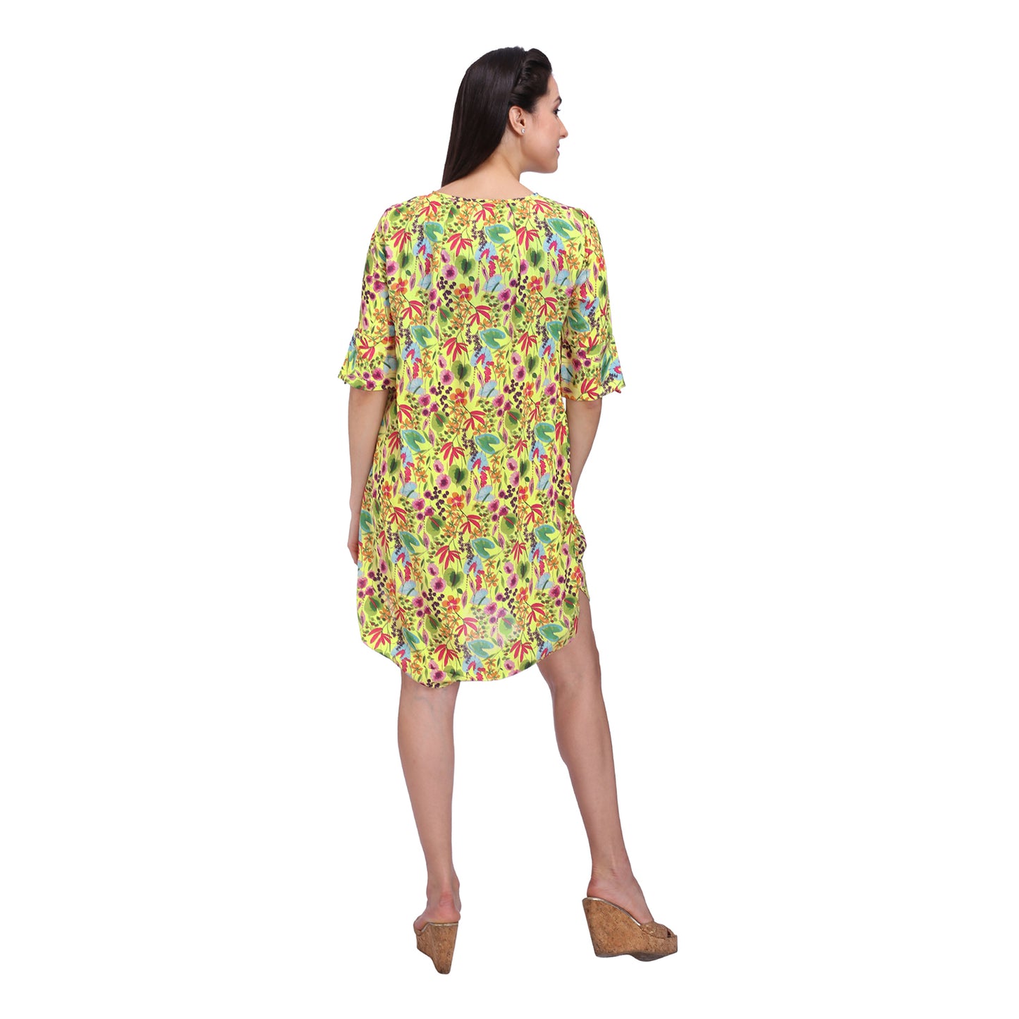 Floral yellow shift dress